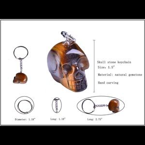 Tigers eye skull head keychain